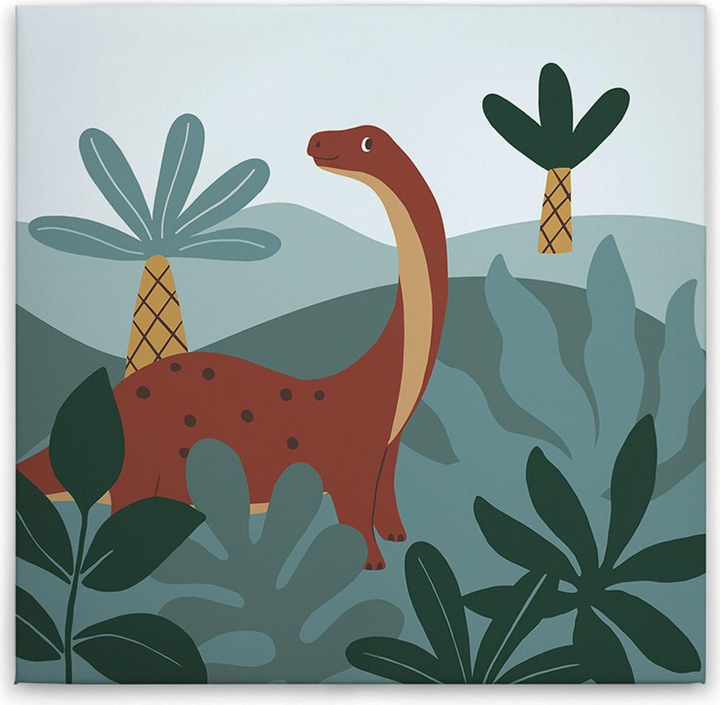 TADESSI Leinwandbild Dinosaurier - Wandbild 60 x 60 cm - Kunstdruck auf Leinwand in Blau Braun - M1-No.50624