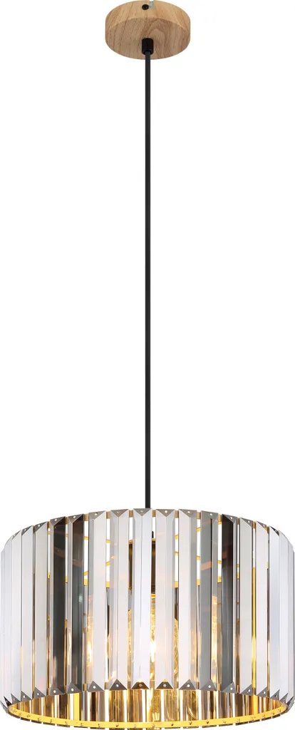 Lustre de cuisine style bois et métal pour éclairage îlot central E27