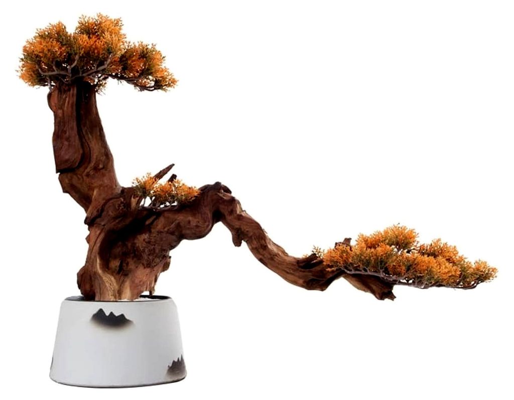 Saturey Simulation Topfpflanze Künstliche Pflanzen 45 cm Künstlicher Bonsai-Kiefer, Realistische Pflanzendekoration, Kunstpflanzen Für Home Offi...