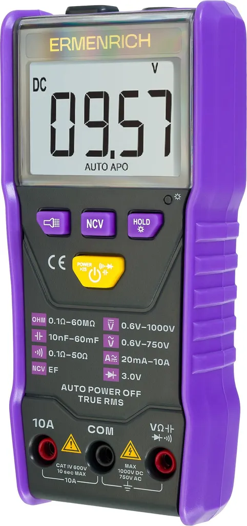 Multimètre numérique Ermenrich Zing TC20 violet - Modèle 83844 précis