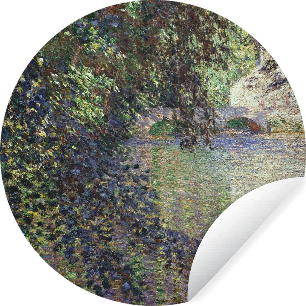 MuchoWow Runde Wandtattoo - Wandsticker Tapete Aufkleber Wassermühle bei Limetz - Gemälde von Claude Monet Ø 100 cm Selbstklebend und Repositi...