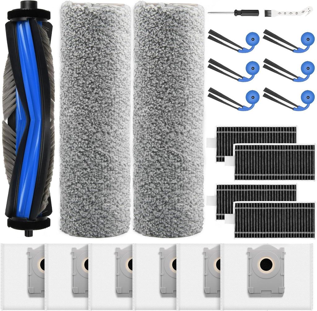 21 Stück Zubehör für Ecovacs Deebot X9 PRO Omni / X11 PRO Omni / T80s Omni Saugroboter, Ersatzteile mit 1 Hauptbürste, 6 Staubbeutel, 2 Wischwa...