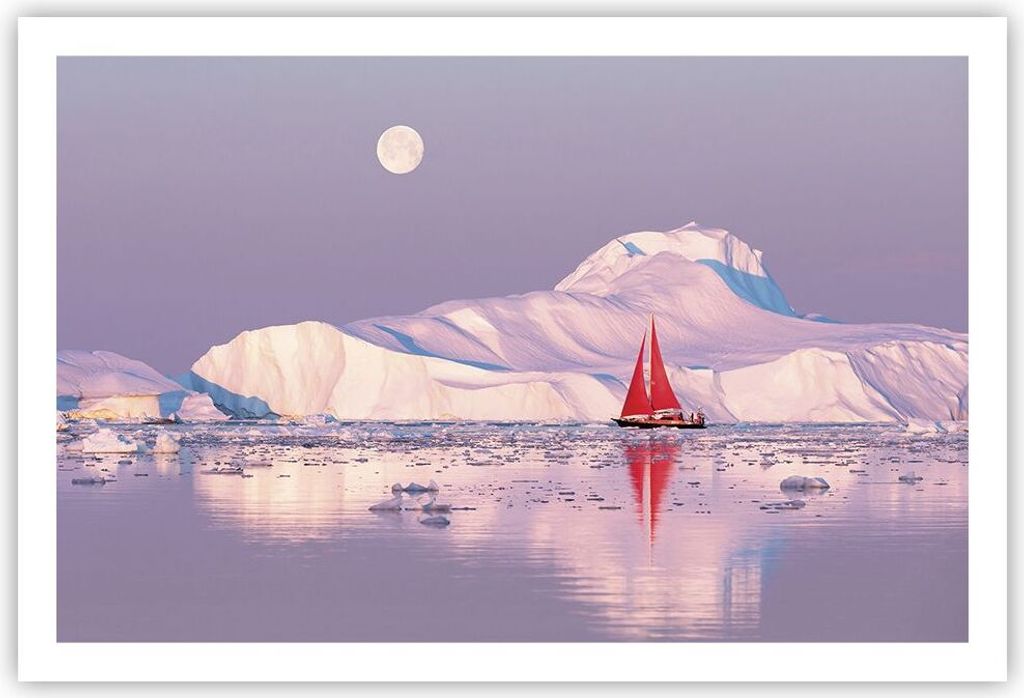 Poster - Poster ohne Rahmen - Segelschiff Mond Gletscher - Produktbild 