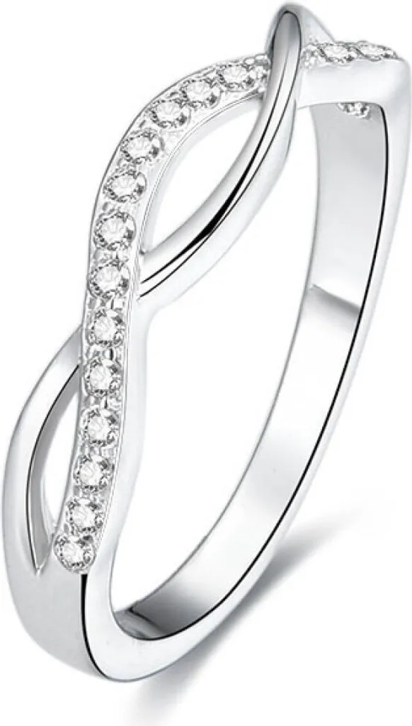 Bague en argent avec cristaux pour mariage ou soirée - Taille 60 mm