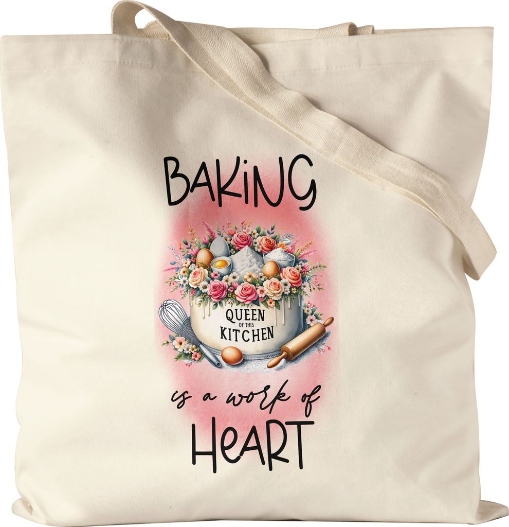 Baking is a work of heart Queen of the kitchen Jutebeutel - Liebevolle Geschenkidee