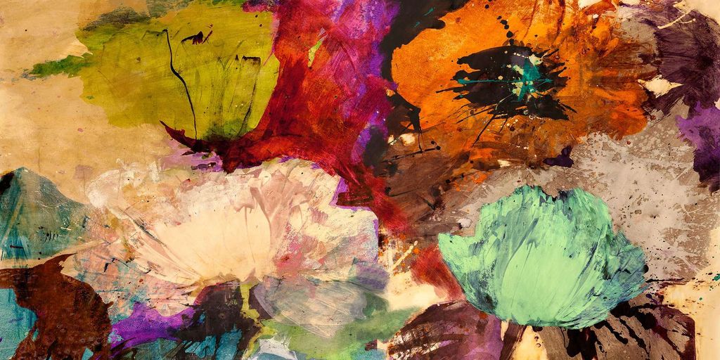 Leinwandbilder, abstrakt bunt - Jim Stone – Floating Flowers (Detail) – 100x50 cm