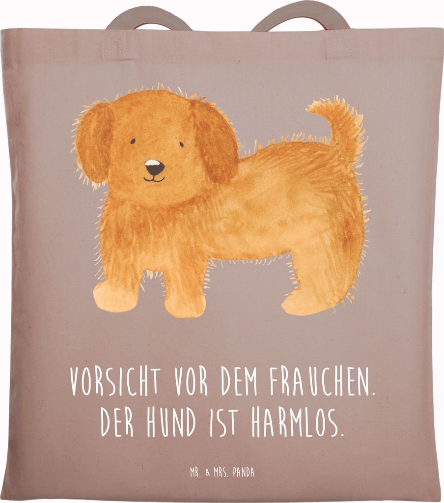 Mr. & Mrs. Panda Jutebeutel Hund Flauschig - Braun Pastell - Geschenk, Hunde, Schultasche, Sprüche, Hundeliebe, Einkaufstüte, Witzig, Laptoptasch...