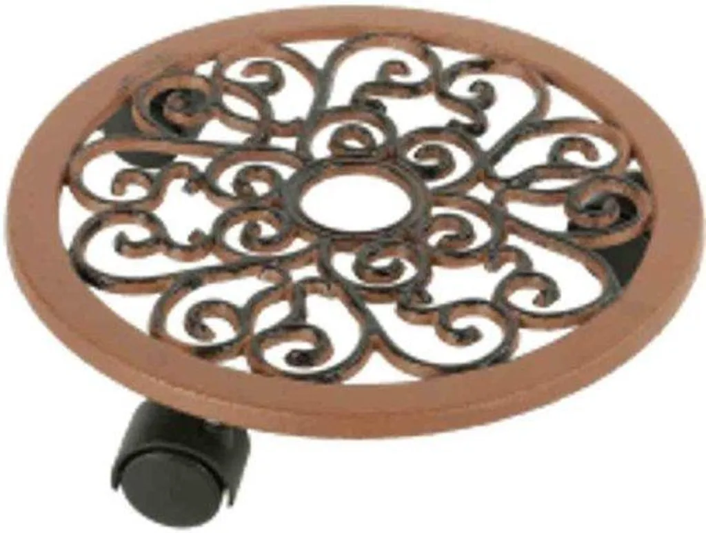 Porte-fleurs marron rustique en fer forgé et bois - Support 3 étages