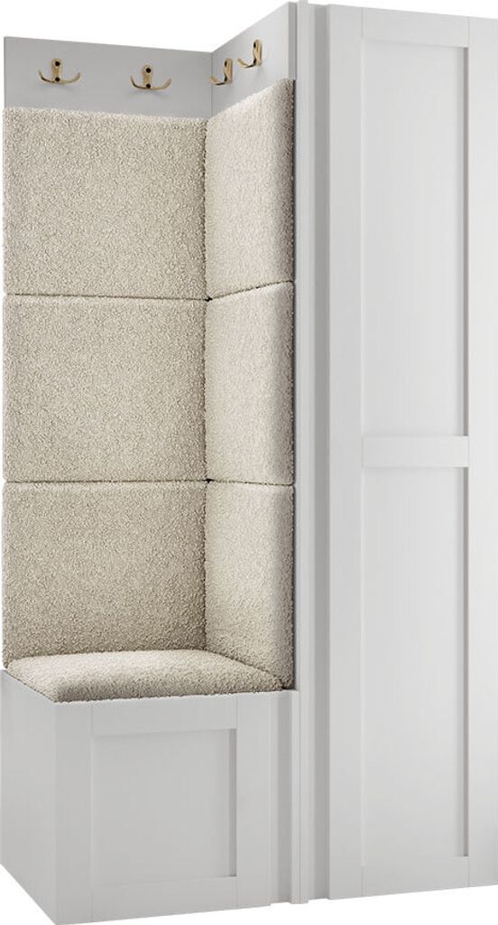 MIRJAN24 Garderoben-Set Orion Ramiro XXV, Kleiderschrank, Schuhschrank, Kleiderhakenbrett, 7x Paneel 42x42, 6 Kleiderhaken für Kleidung, Metallgri...