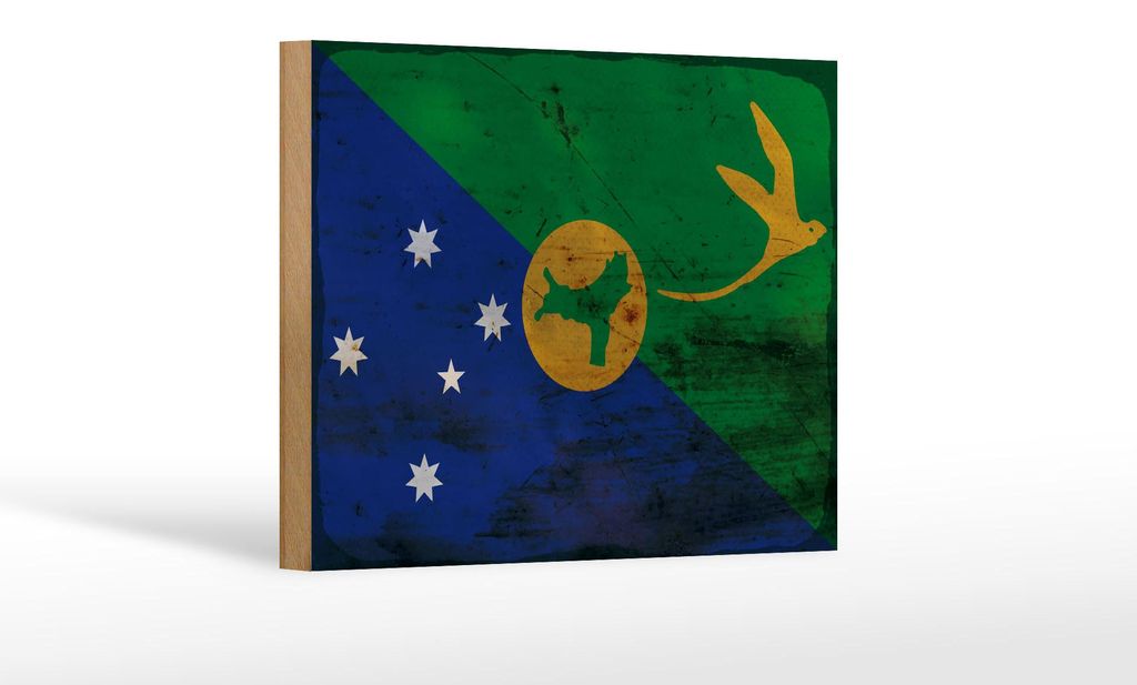 Holzschild Flagge Weihnachtsinsel 18x12cm Flag Rost Produktbild 