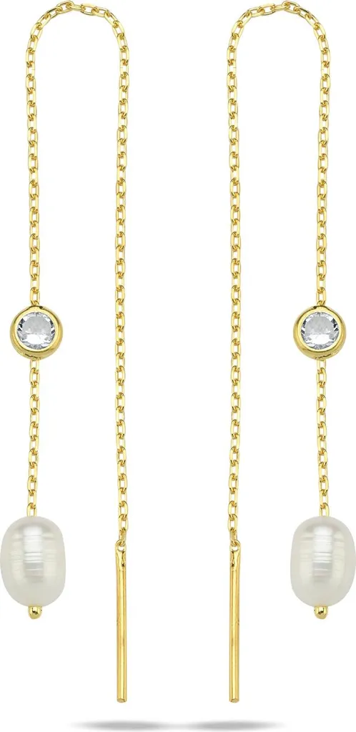 Boucles d'oreilles hypoallergéniques argent 925 plaqué or, perle et zircone