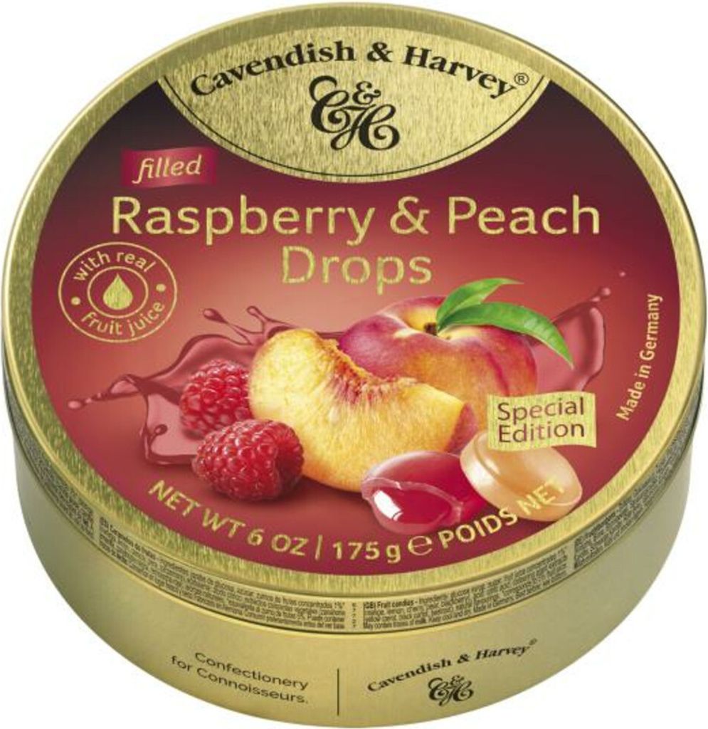 Cavendish & Harvey Filled Raspberry & Peach Drops 175g Produktbild 