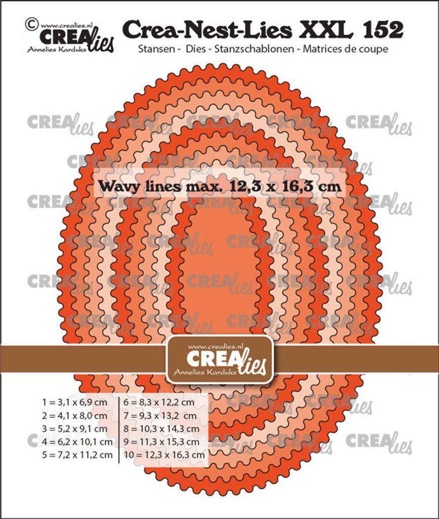 Crealies Crea-Nest-Lies XXL no. 152 Stanzschablone Oval mit Wellenlinien