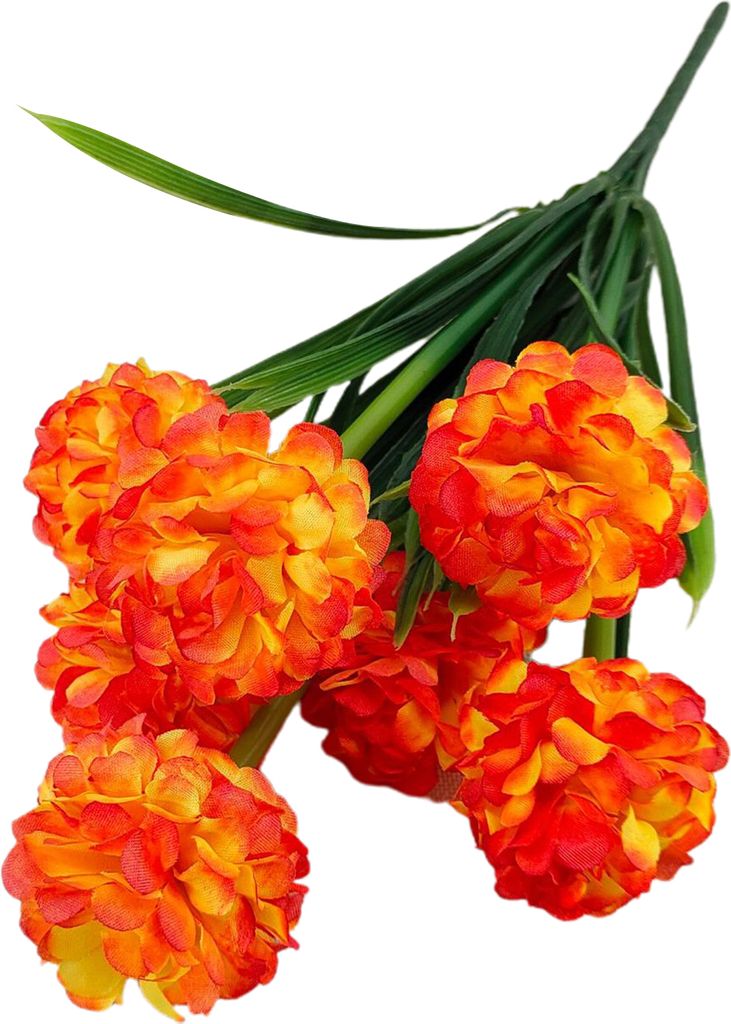 1 Branch Faux Blumblumen No-watering frisch wecker 7 Köpfe Indoor Outdoor Elegante gefälschte Hortensie Blumenpartydekoration-Orange