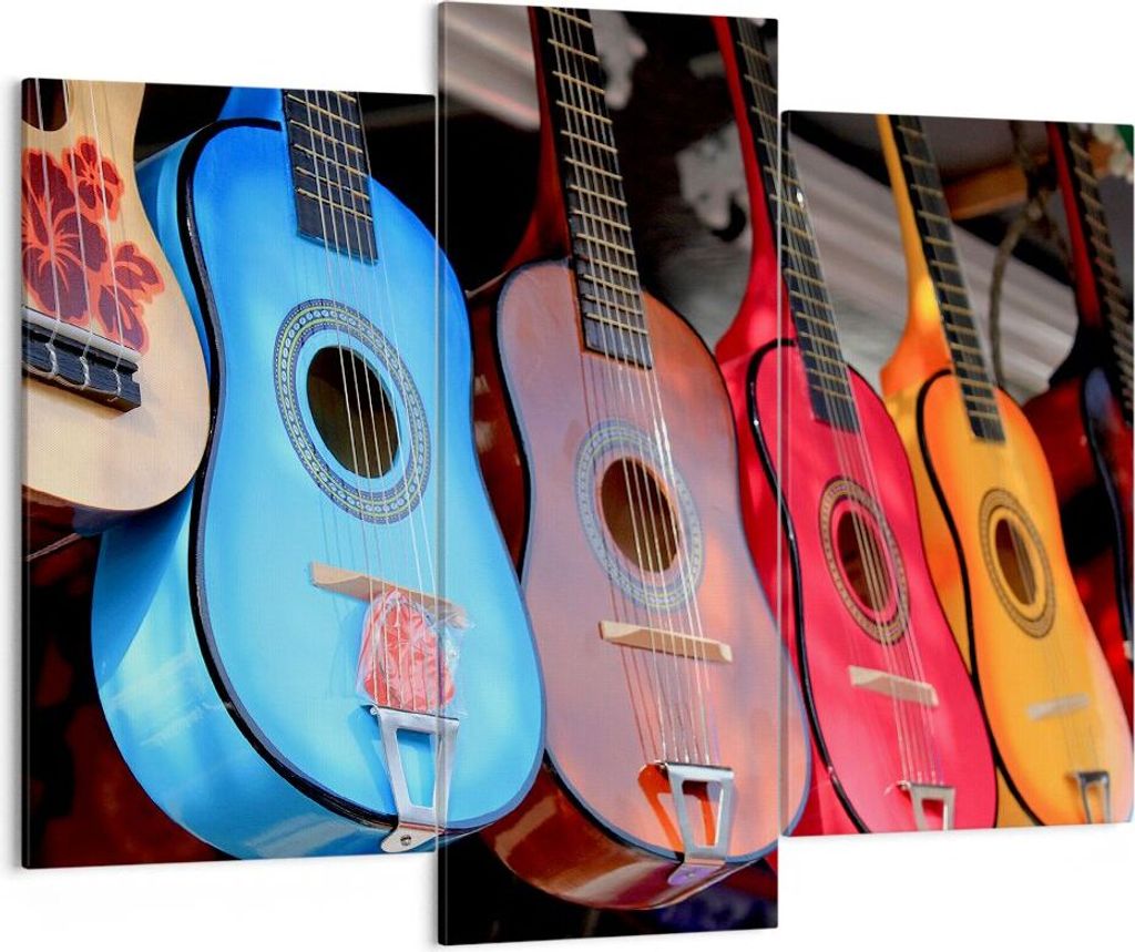 Bild auf Leinwand - Leinwandbild - Gitarre Musik Instrument Mexiko - 130x100cm - Wand Bild - Wanddeko - Leinwanddruck - Bilder - Kunstdruck - Leinw...