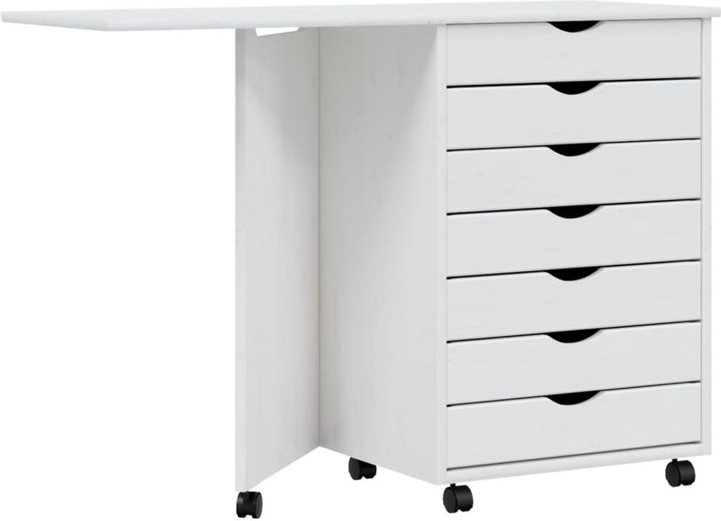 "WINTER SALE"Flurschrank - elegante Design - Mehrzweckschrank - Rollschrank mit Schreibtisch MOSS Weiß Massivholz Kiefer - Kommoden NEU5648033