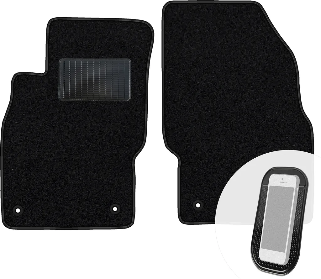 moto-MOLTICO tappetini anteriori auto velours tappetini auto neri set 2 pezzi adatto per Opel Adam 2012-2019, Corsa D 2006-2015