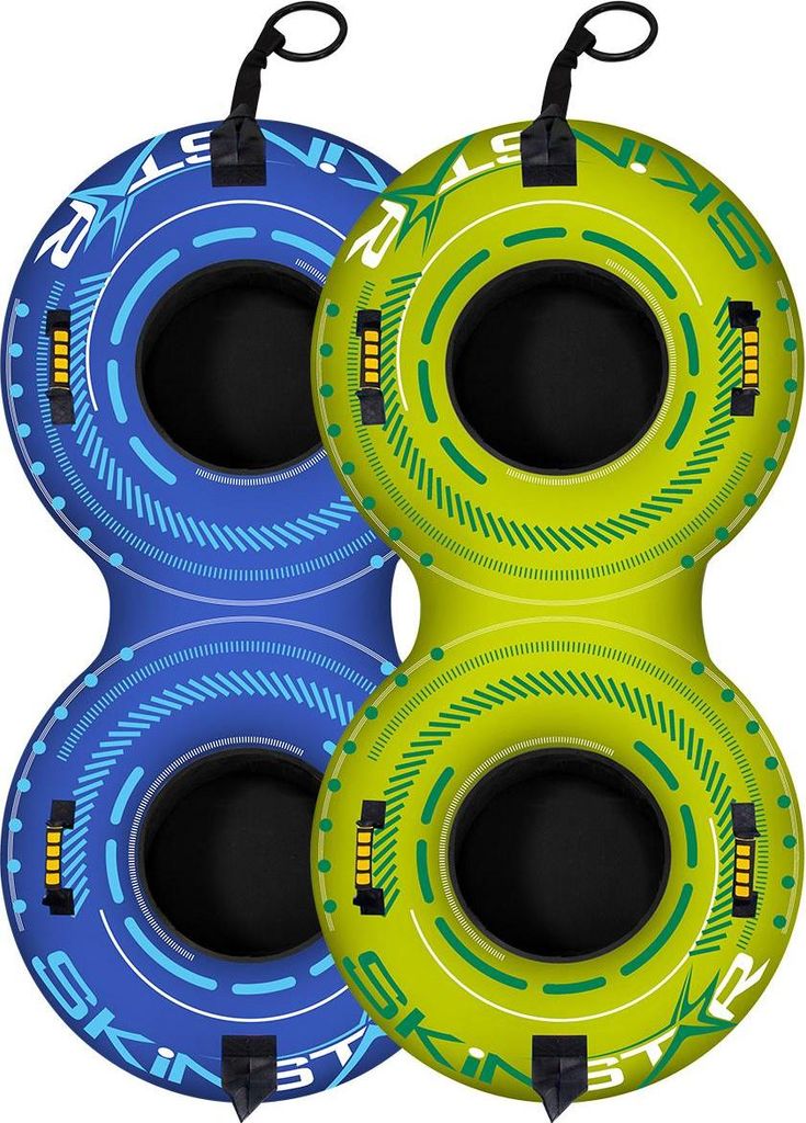 SkinStar Double SNOW TUBE 2er Bob Schneereifen Rutschreifen Schlitten Snowtube - Farbe: BLAU-HELLBLAU