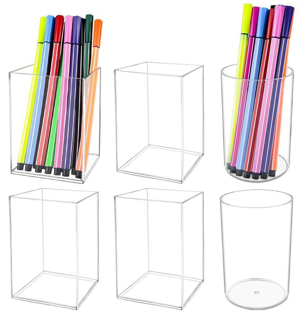 6-teiliges Set aus transparenten Acryl-Stifthaltern, Make-up-Pinselhaltern, Pinselhaltern, Kugelschreiberhaltern und Bleistifthaltern für Zuhause,...