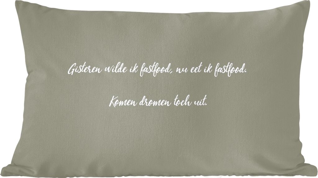 MuchoWow Zierkissen Sofakissen Wohnzimmer Dekokissen 60x40 cm Sprichwörter - Gestern wollte ich Fastfood - Fastfood-Liebhaber - Zitate - Kopfkis...