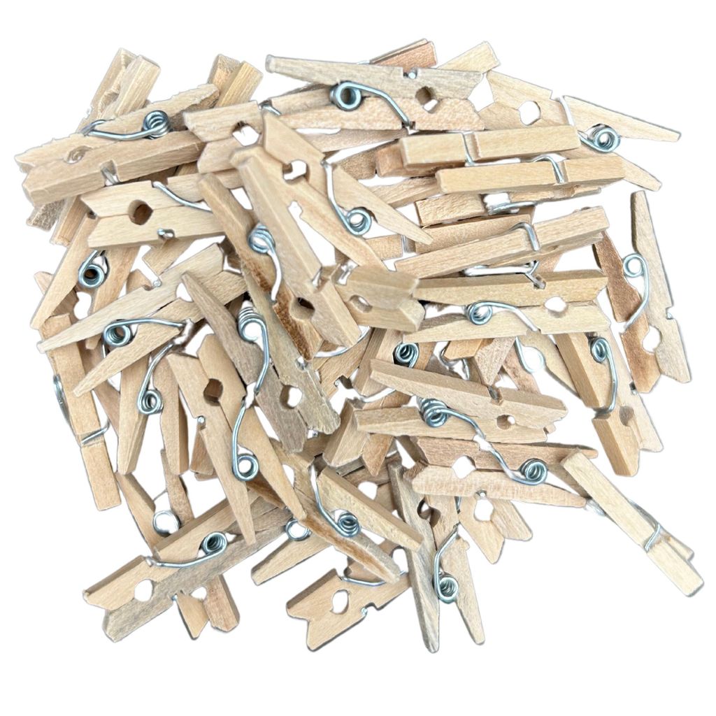 MiL4 50 Stück Holzklammern Natur – Mini Wäscheklammern aus Produktbild 