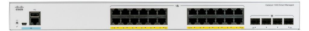 Cisco CAT1000L 28Port fixed managed L2 Switch: - 24x10/100/1000 Ethernet Ports, no PoE, 4x10GE SFP+ uplinks, - 128Gbps switching Bandwidth, WebUI, ...