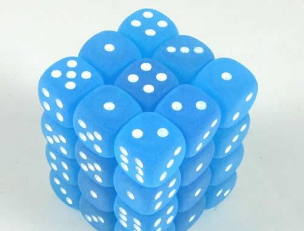 Chessex - Frosted - 36x D6 12mm - Caribbean Blue/White