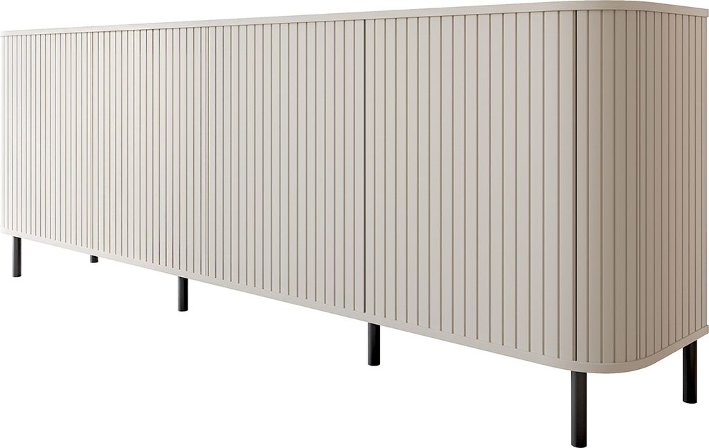 Kommode Sideboard Beistellkommode 4DN ZILLO kaschmir 215x75x37cm mit schwarzen Füßen