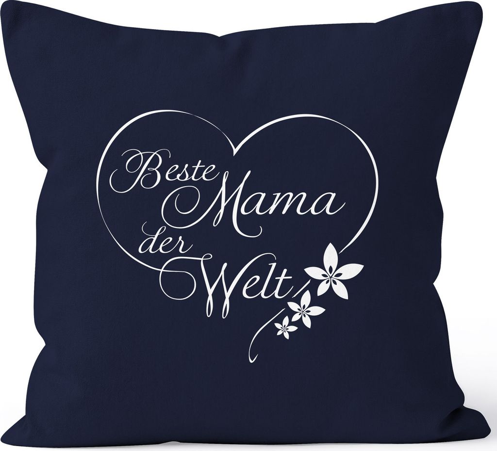 Kissenbezug Beste Mama der Welt Geschenk für Mutter Muttertag 40x40 Baumwolle MoonWorks navy unisize