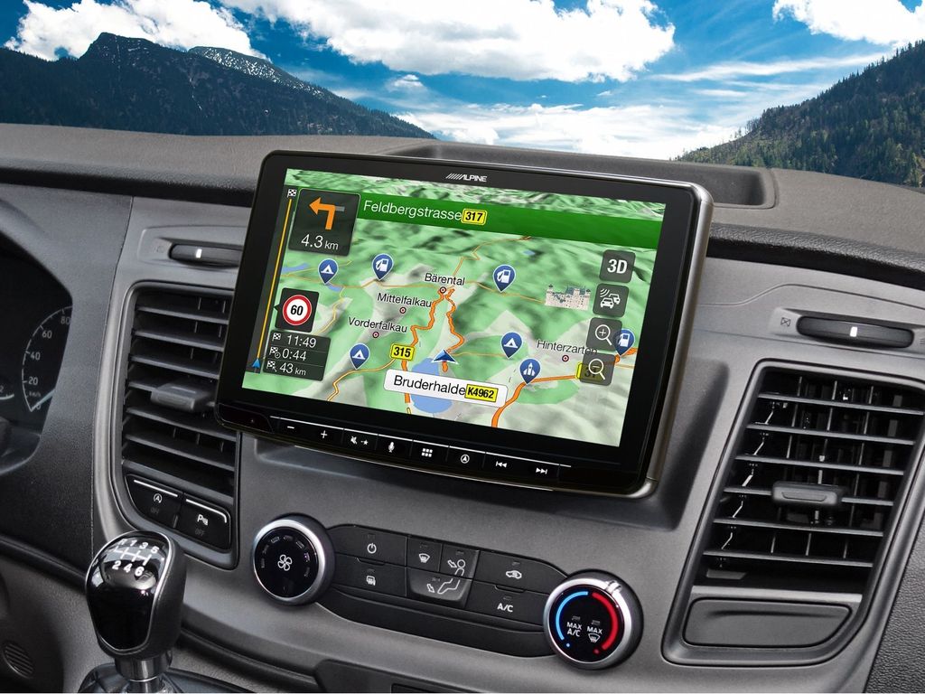 Alpine INE-F904TRA | Navigationssystem mit 9-Zoll Touchscreen für Ford Transit Custom mit 1-DIN-Einbaugehäuse, DAB+, Apple CarPlay und Android Au...