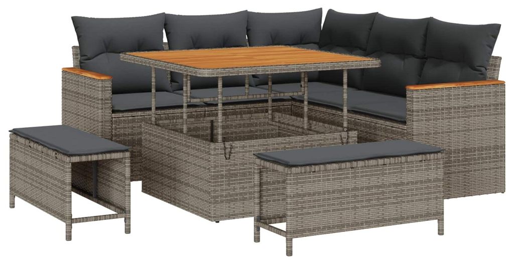 vidaXL Gartensofa-set 8 pcs Grau Poly-Rattan