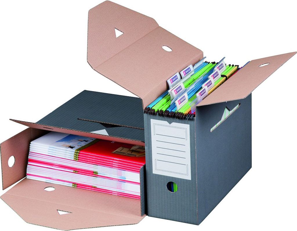 10x Archiv Ablagebox Premium, 120, anthrazit, Archivschachtel