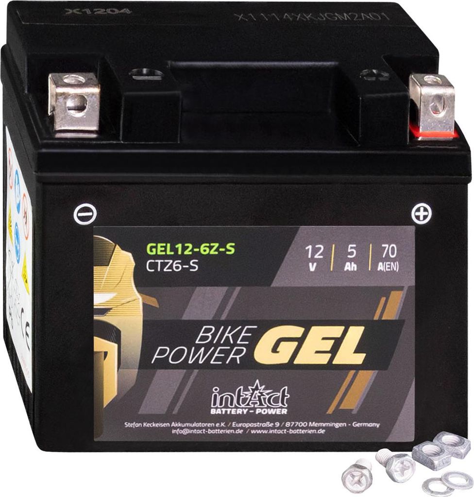 intAct Bike-Power Motorradbatterie GEL CTZ6-S 12V 5Ah Produktbild 