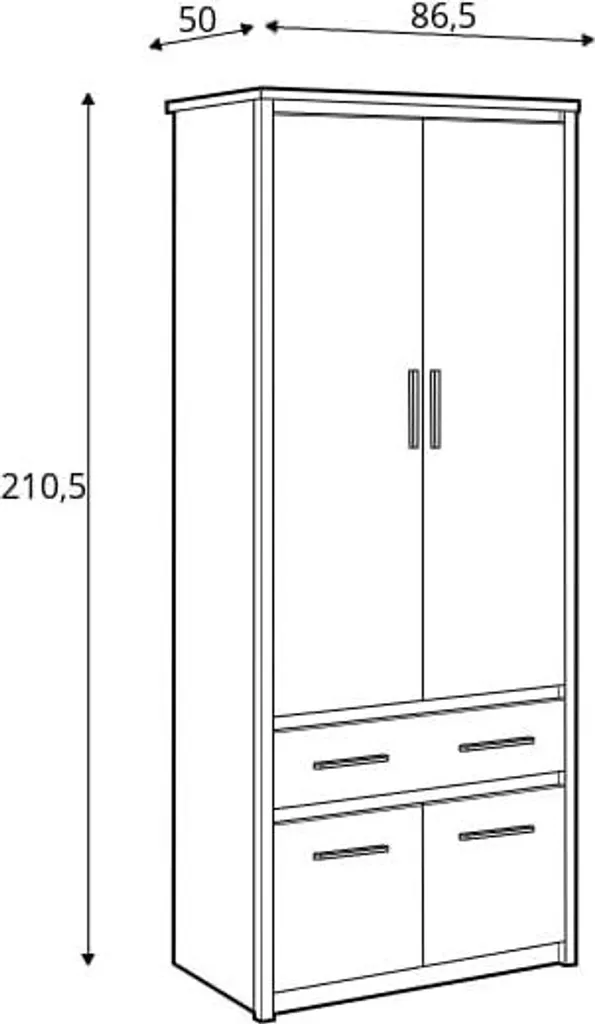 Armoire Ayson finition chêne clair dotée de grands tiroirs de rangement