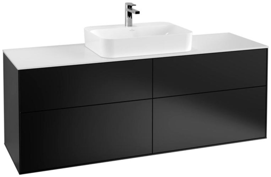 Villeroy & Boch Finion Waschtischunterschrank, 4 Auszüge, mit integrierter Beleuchtung, Waschbecken mittig, 1600x603x501mm, Glass White Matt, G441...
