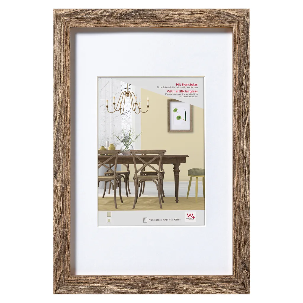 Walther cornice in legno Fiorito 40x60 cm noce vetro acrilico - 7