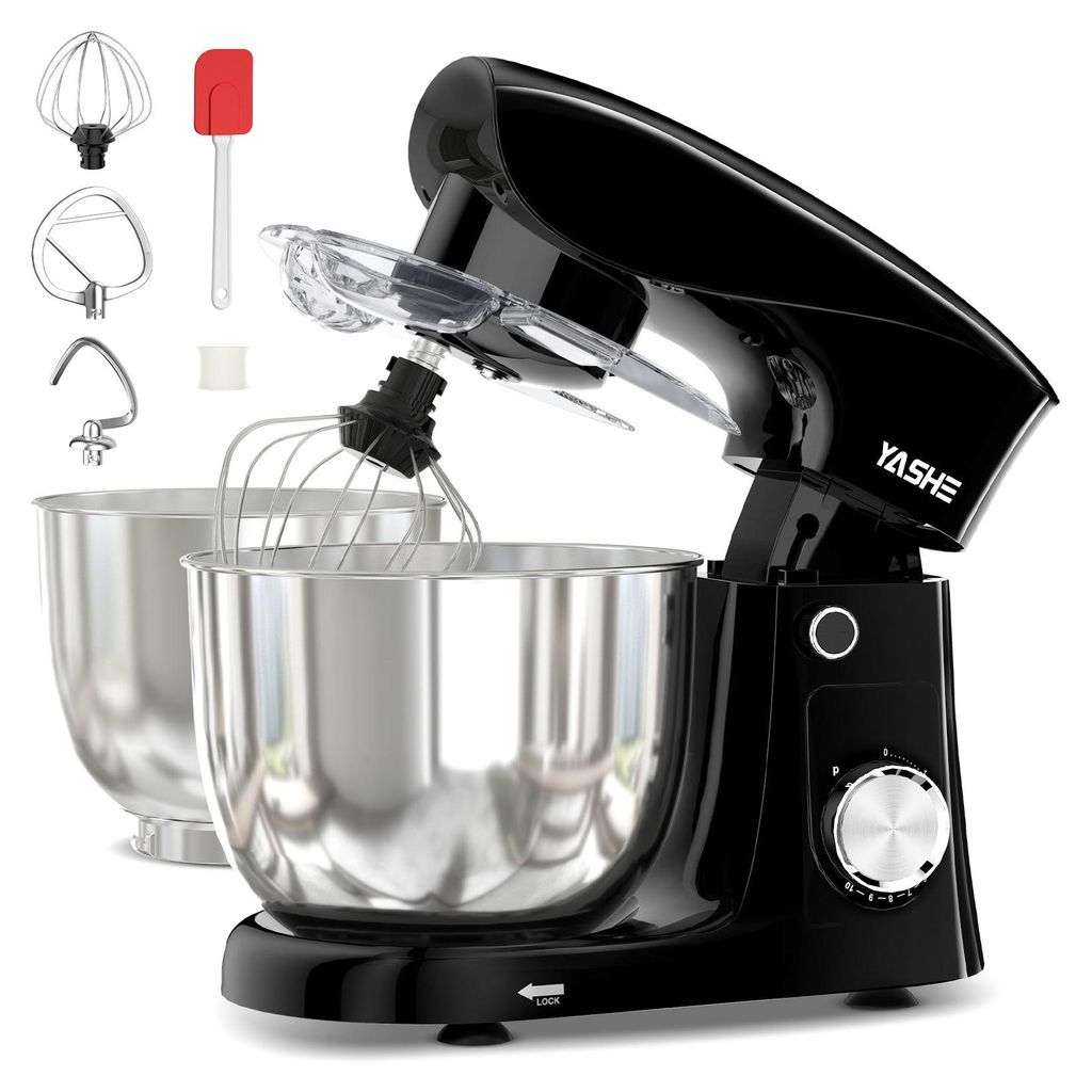 Küchenmaschine 1500W, leistungsstarke Knetmaschine mit 4,5 + 5L Edelstahlschüsseln