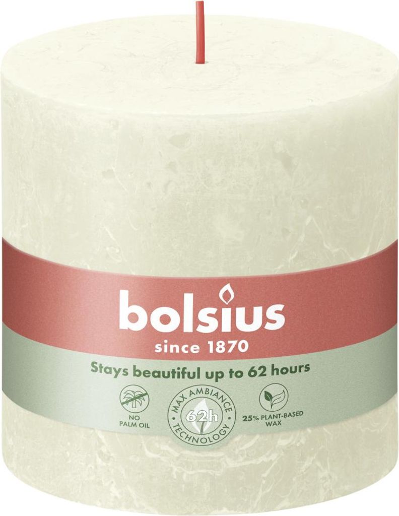 Bolsius Rustik Shine, Zylinder, Cremefarben, 62 h, 1 Produktbild 