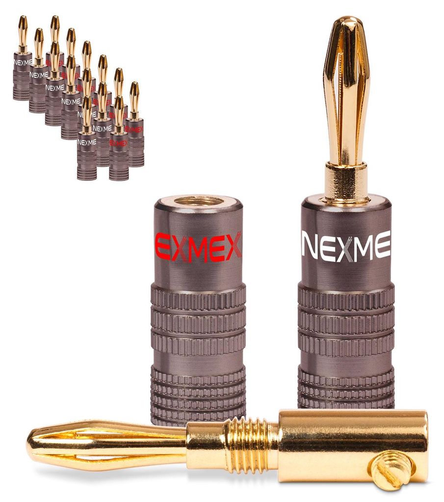 16x Bananenstecker NEXMEX 24K vergoldet High End Stecker Banana Kabel bis 6mm²