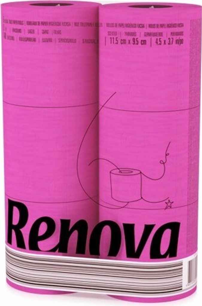 24 Rollen rosanes Toilettenpapier von Renova im Folienpack Produktbild 