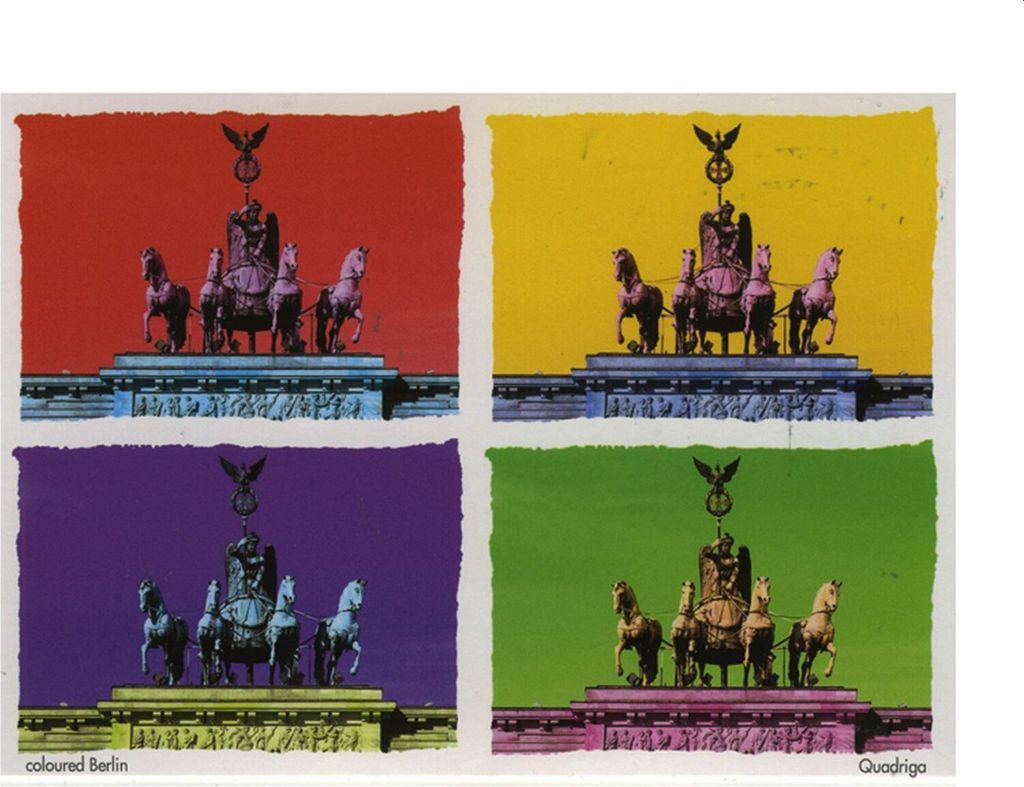 Postkarte - Berlin coloured - Brandenburger Tor Quadriga