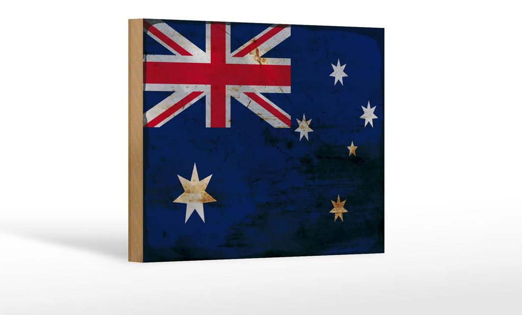 Holzschild Flagge Australien 18x12cm Flag Australia Rost