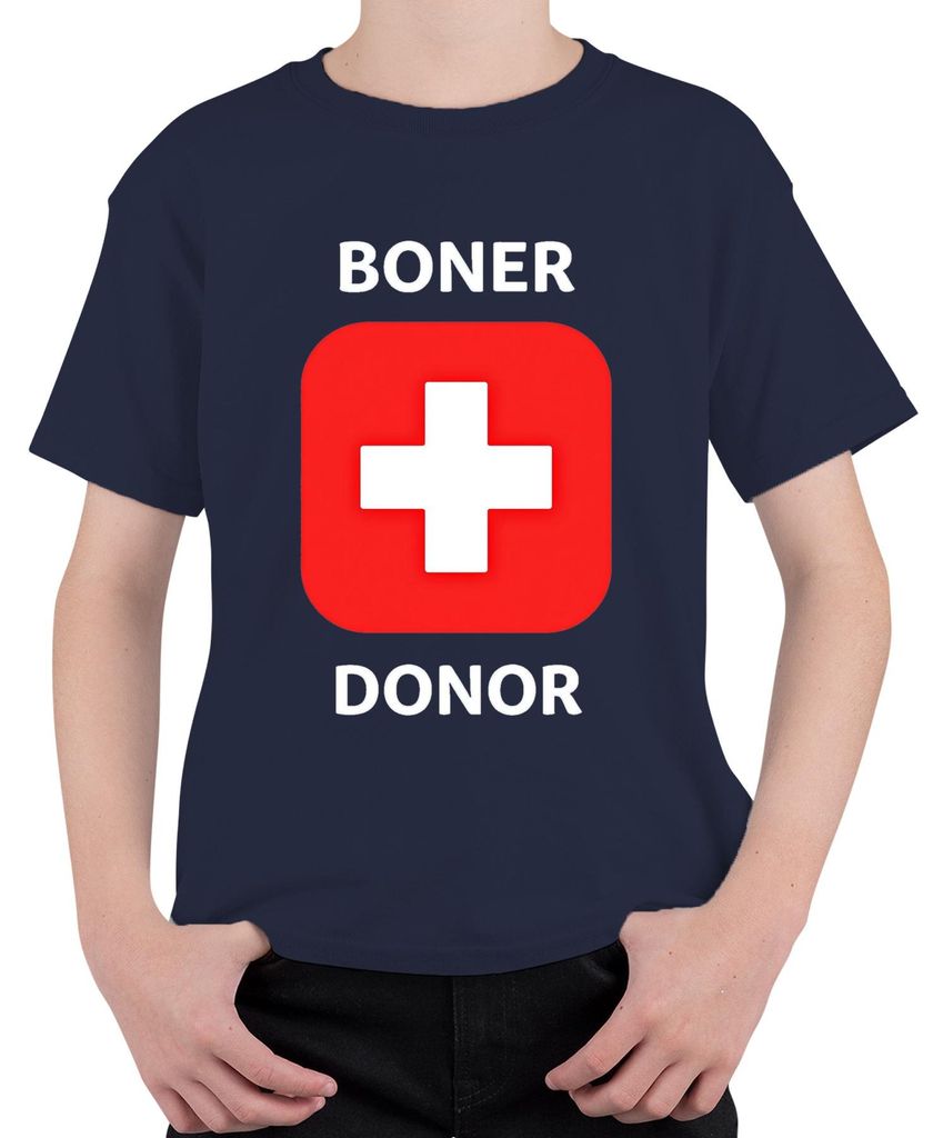 Boner Donor Lustig Geschenk Junggesellenabschied Gag Humor Uni Kinder T-Shirt, Navy, 140
