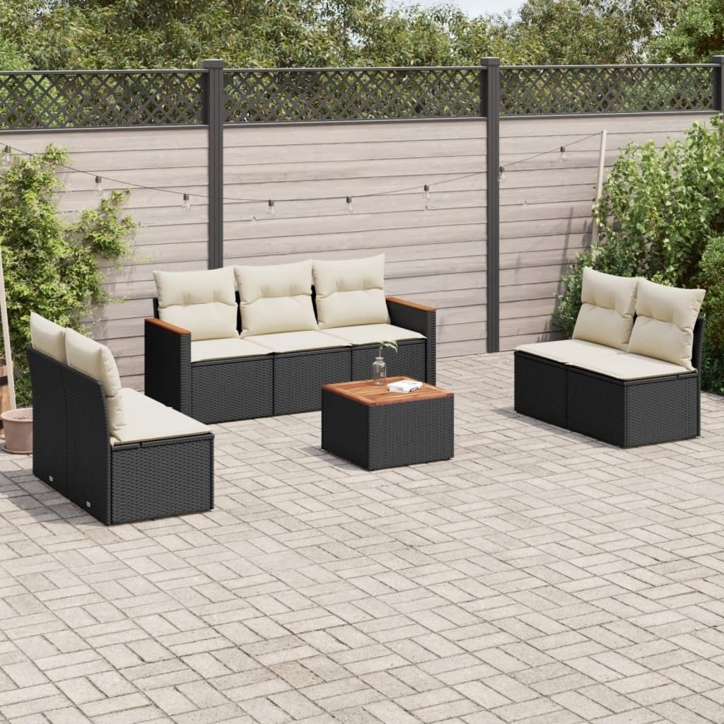 Maison Exclusive - 8-tlg. Garten-Sofagarnitur mit Kissen Schwarz Poly Rattan