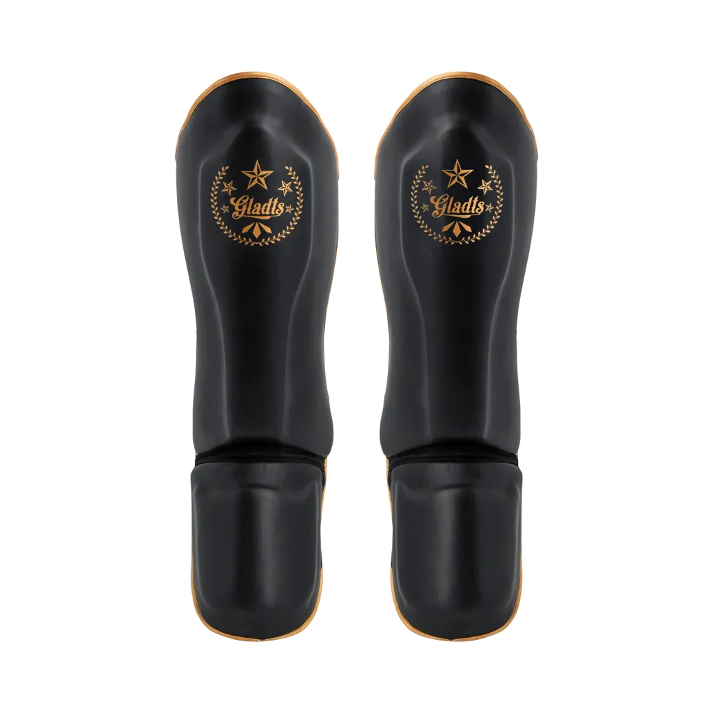 Protège-tibias de Kickboxing en cuir véritable de taille M noir