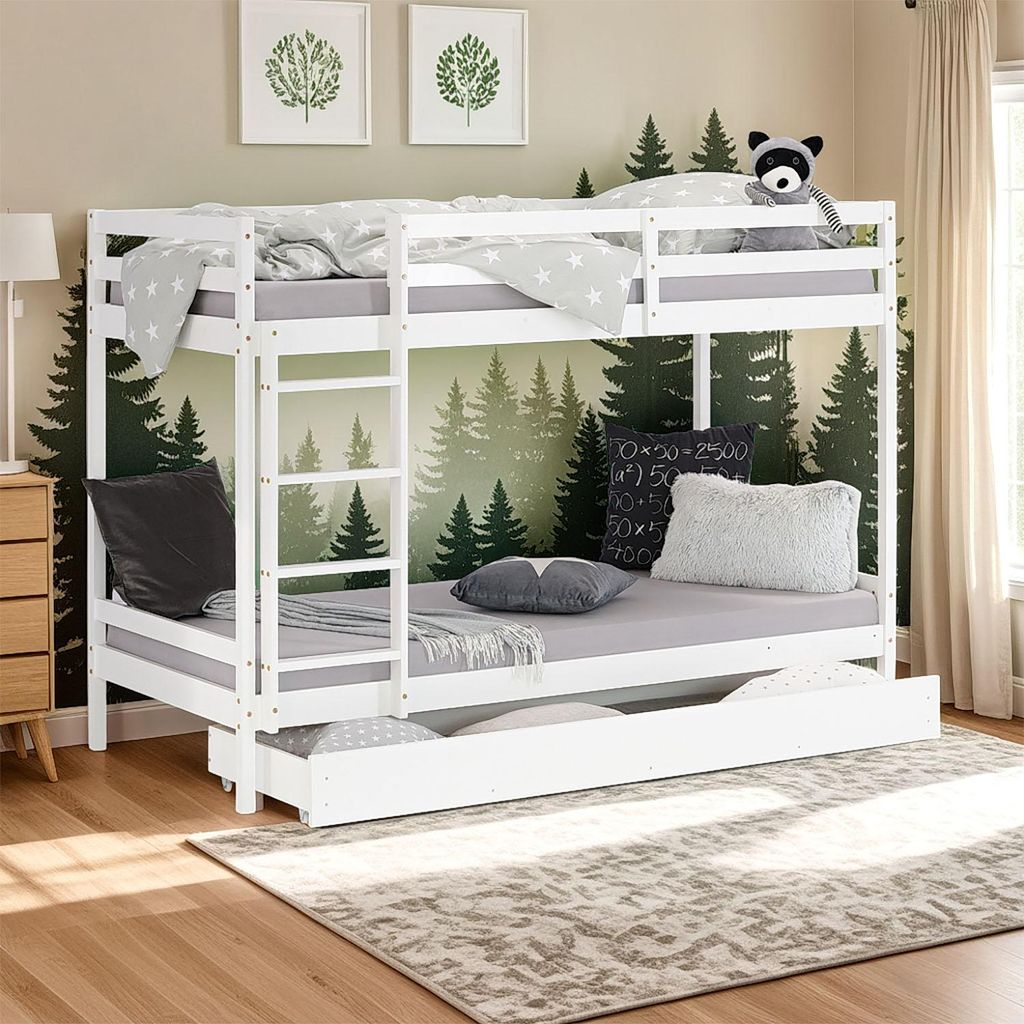 Homestyle4u Lit superposé pour enfant 90x200 cm Blanc Lit Image du produit 