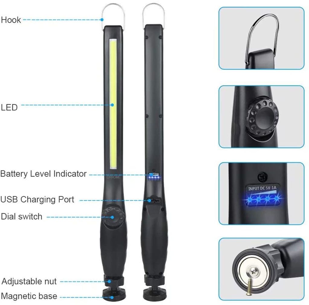 Neu LED Arbeitsleuchte Taschenlampe COB Werkstattlamp Mit Magnet Langlebig 