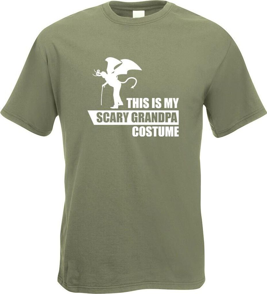 Kiwistar - T-Shirt - Olive - My Scary Grandpa Costume Motiv Bedruckt Funshirt Design Print - mit Motiv Bedruckt - Funshirt Design - Sport - Freizei...