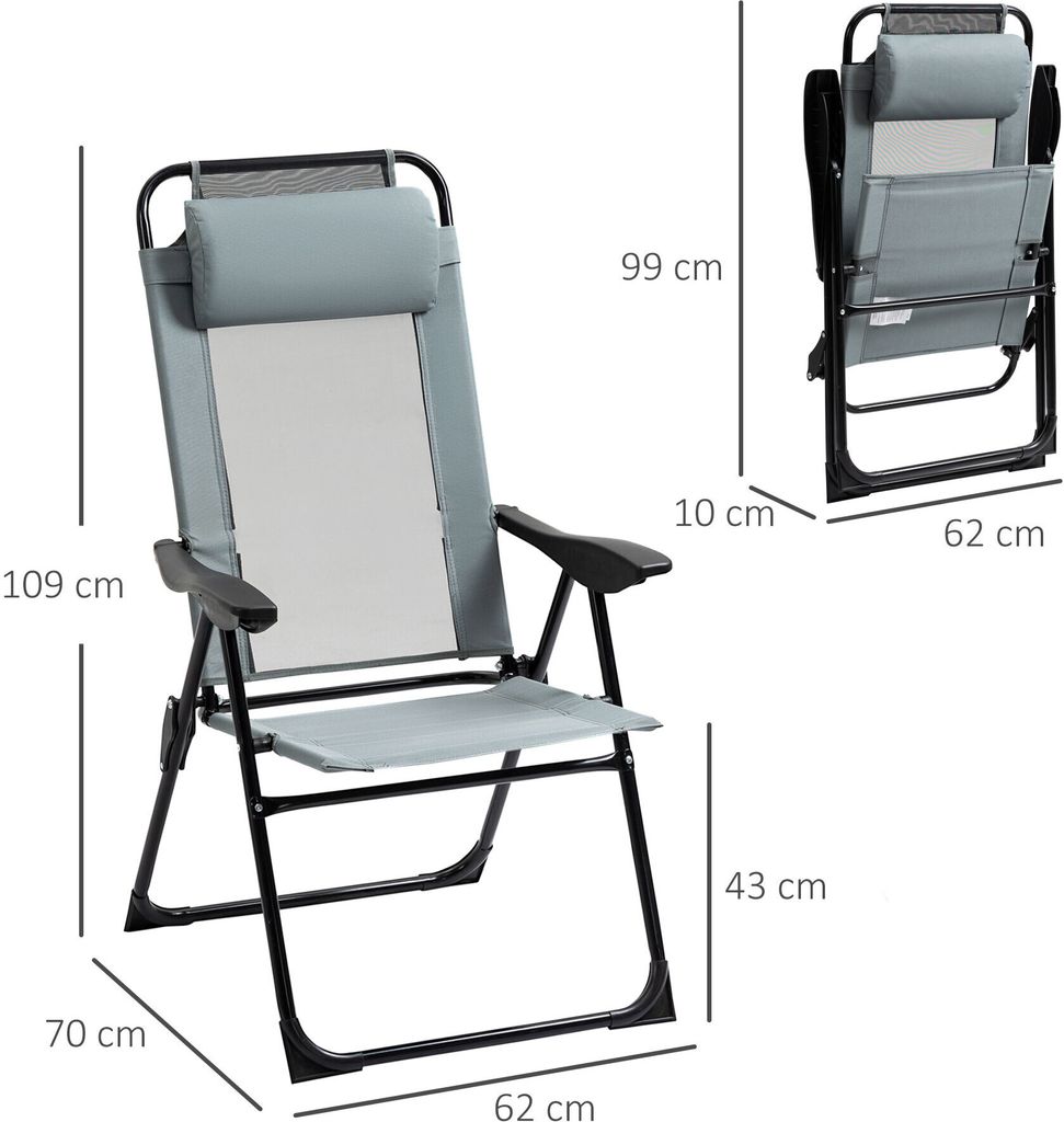 Outsunny sada 2 skládacích židlí Skládací zahradní židle s Obrázek produktu 3