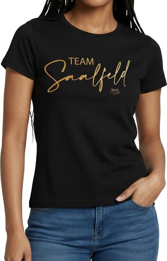 Spreadshirt Sturm Der Liebe Team Saalfeld Hand Lettering Frauen T-Shirt, XXL, Schwarz